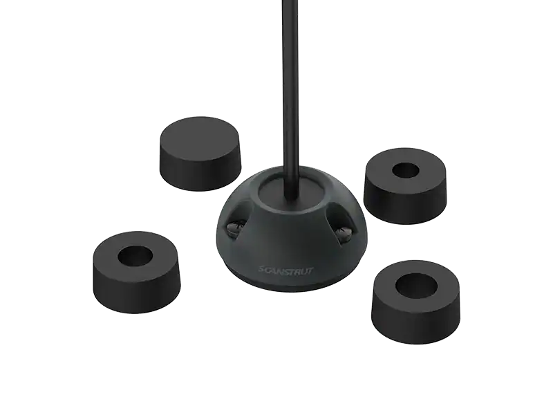 High-quality 12V mounting base with rubber feet for secure installation.
