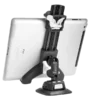 Adjustable tablet holder with suction cup mount for vehicles, perfect for 12V power setups and mobil.