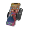 Wireless phone holder with charging pad for car dashboards.