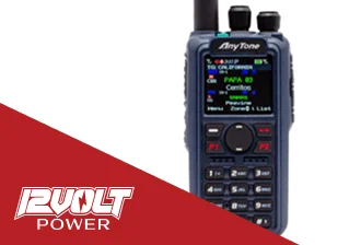 AnyTone handheld two-way radio for reliable mobile communication available from 12 Volt Power.