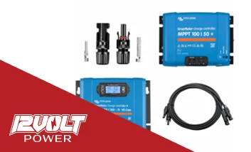 Victron solar charging and power management components available from 12 Volt Power for mobile electrical systems.