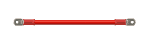 Red 12V power cable with metal connectors for electronic devices.